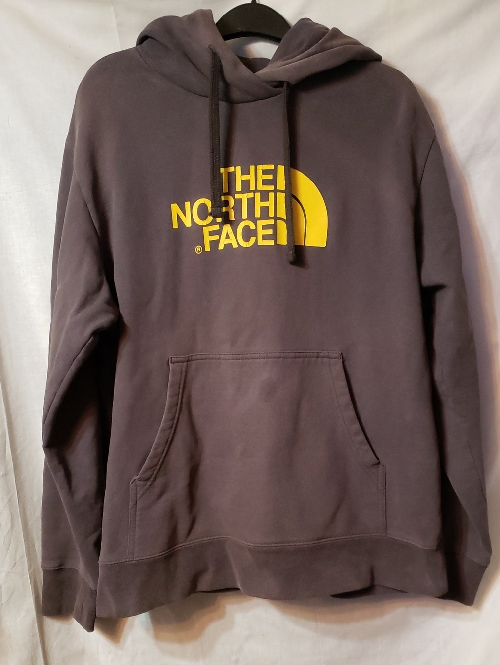 The North Face Men's Crewneck Hoodie - Charcoal with Yellow Logo